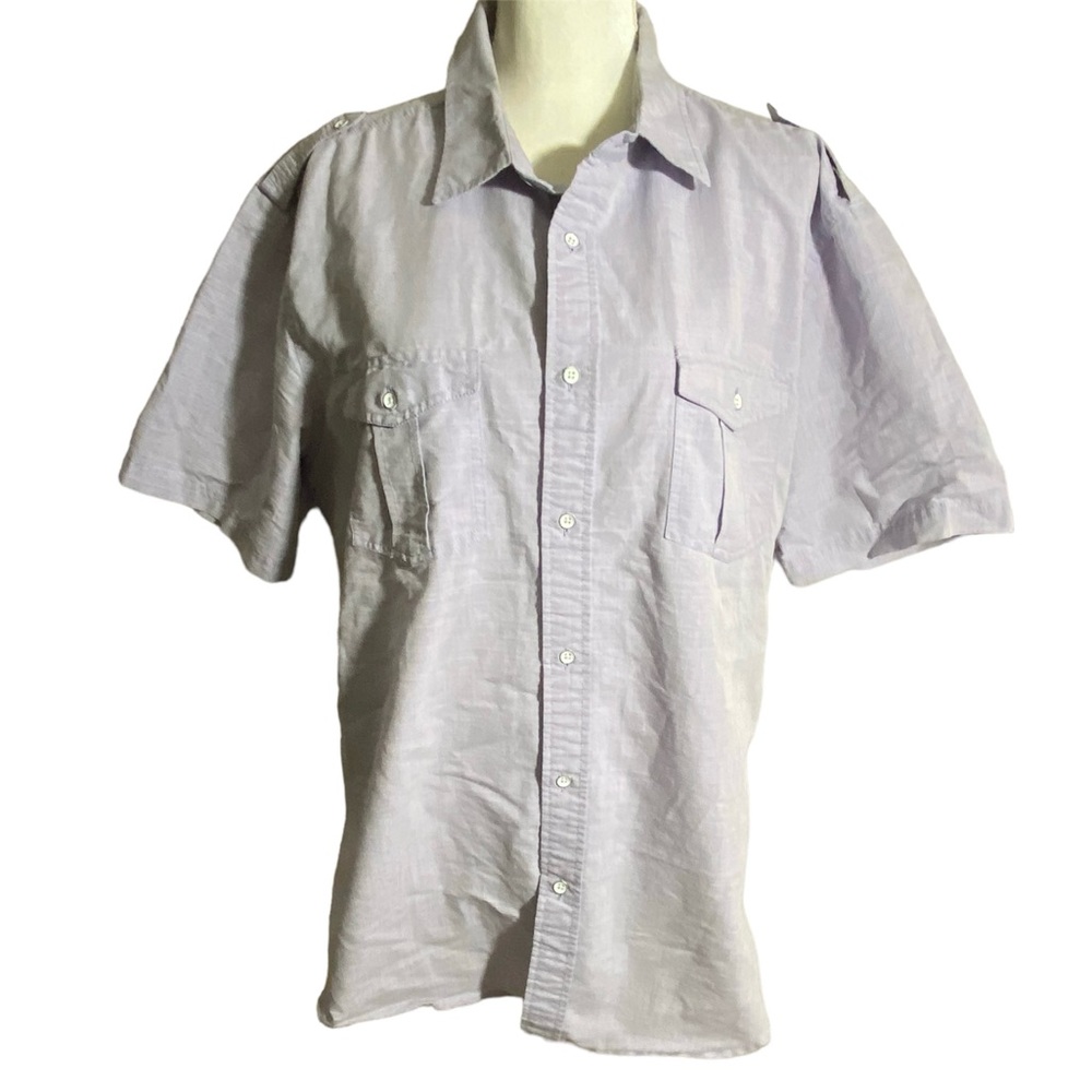 PD&C Lavender Purple Short Sleeve Cotton Button Down Shirt Size XL